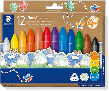 STAEDTLER Noris Jumbo Wax Crayons – Extra-Thick & Easy-to-Hold for Young Artists