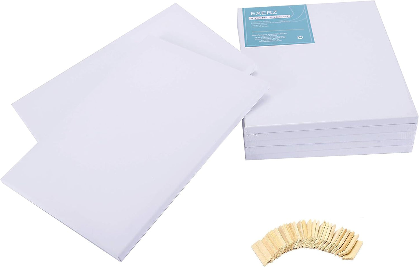 Stretched Canvas – 100% Cotton, Triple-Primed, White (Multiple Sizes & Packs)