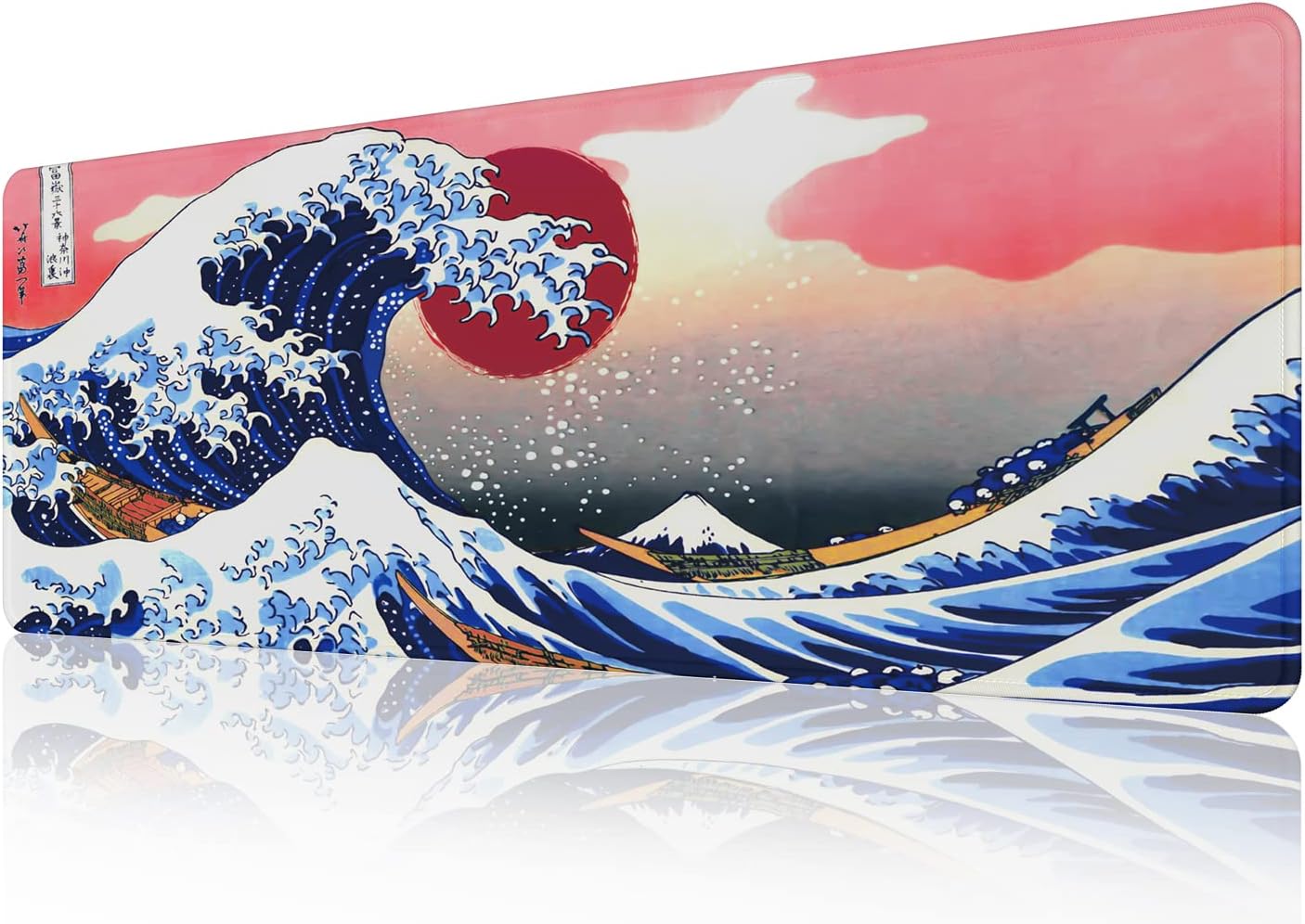EFISH Black and White Japanese Cherry Tree Blosson Mouse Pad (31.5 × 11.8 × 0.12 Inch) Extended Large Mouse Mat Desk Pad, Stitched Edges Mousepad,Non-Slip Rubber Base,Gaming Mouse Pad