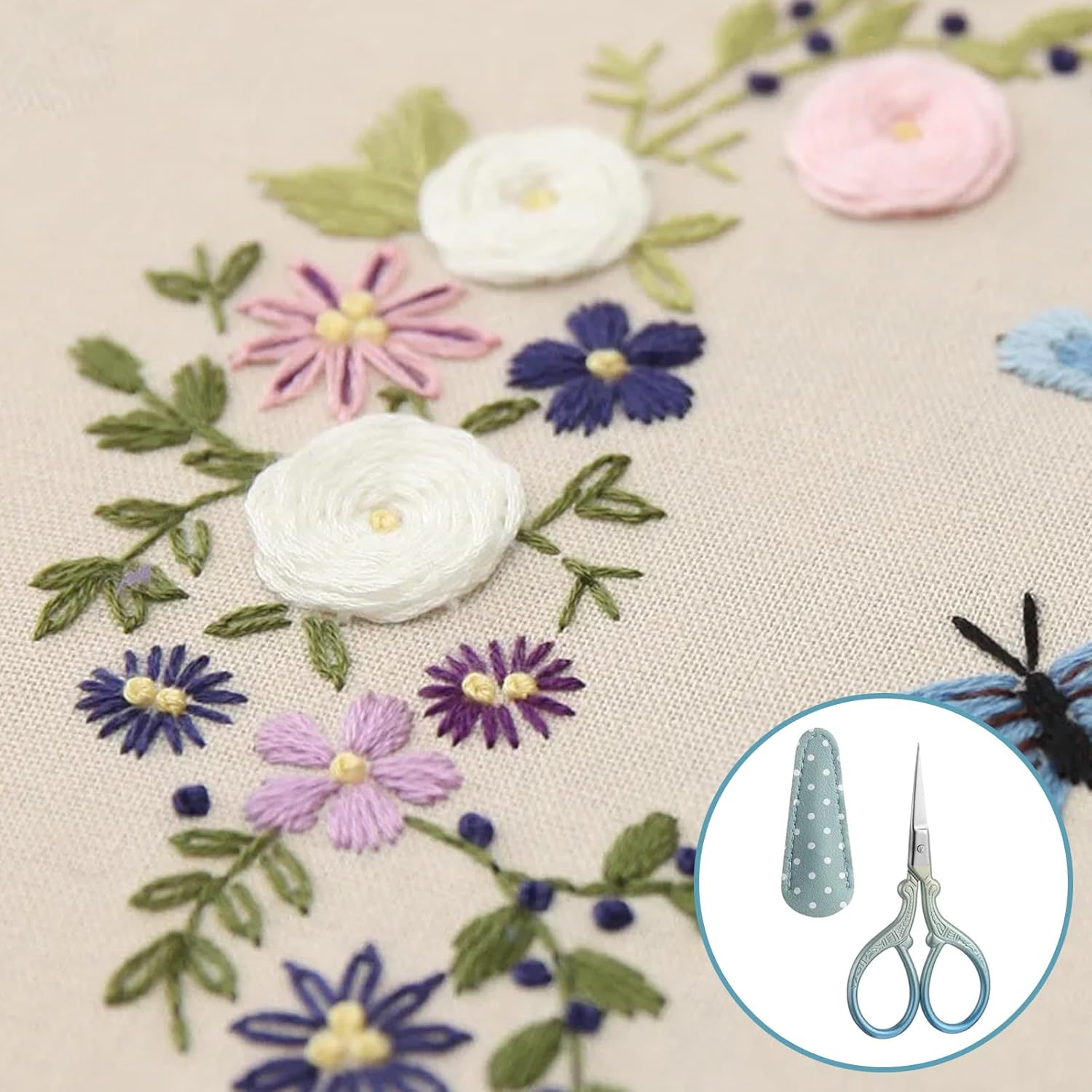 Stainless Steel Embroidery Scissors – 93mm with PU Leather Case