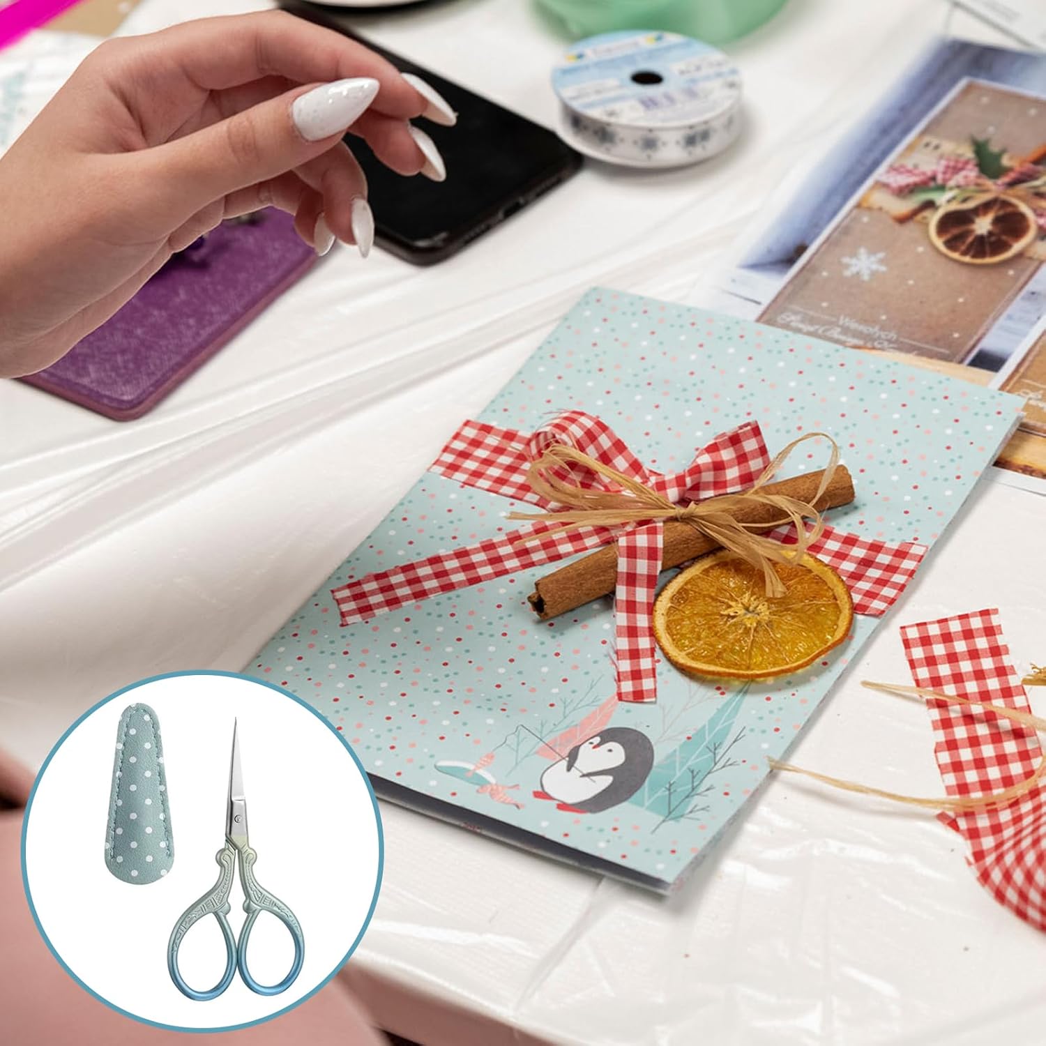 Stainless Steel Embroidery Scissors – 93mm with PU Leather Case