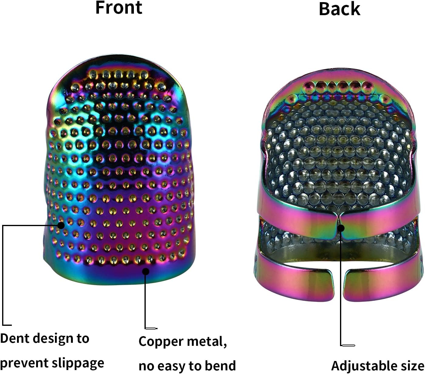 Copper Sewing Thimbles – 4-Pack Finger Protectors, Small & Medium Sizes