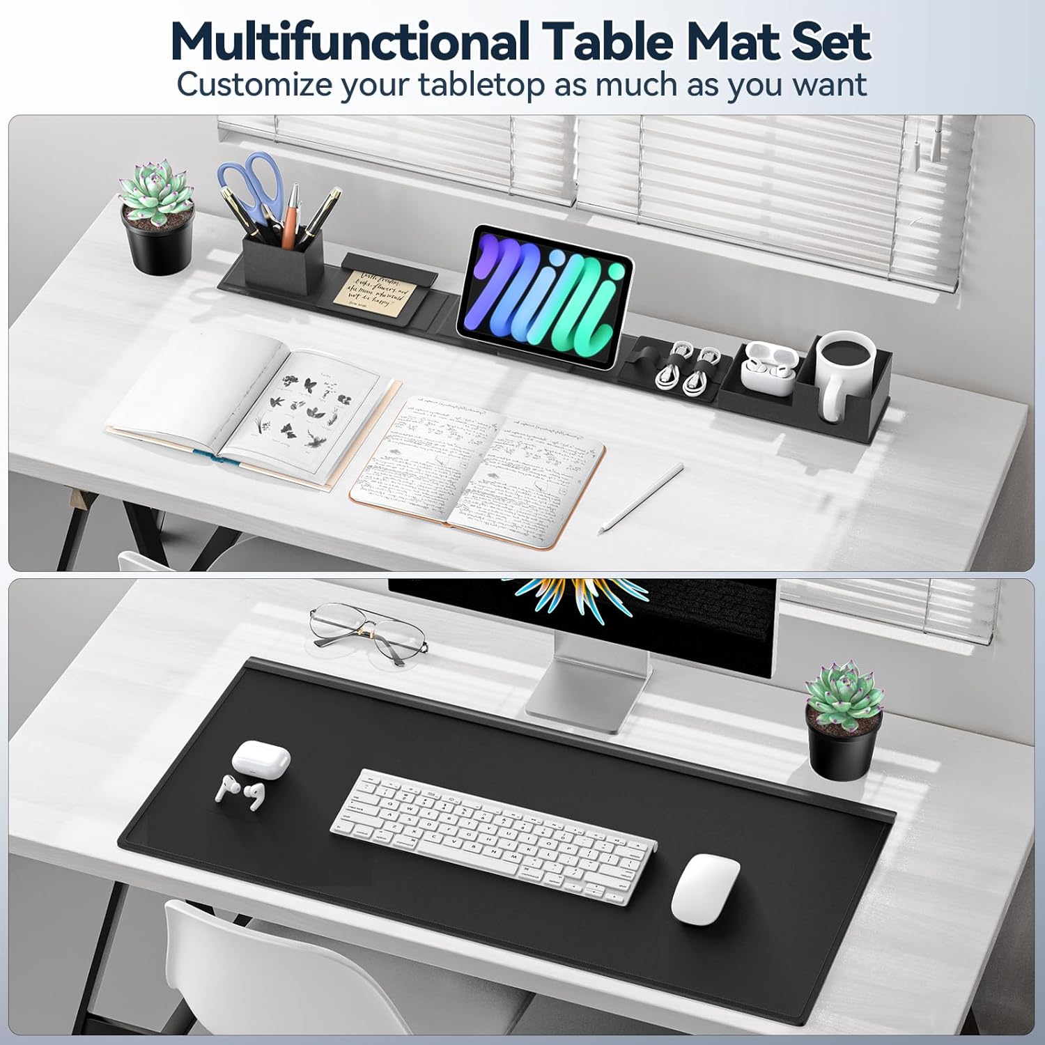 Magnetic Desk Mat Set – 6-Piece PU Leather Organizer