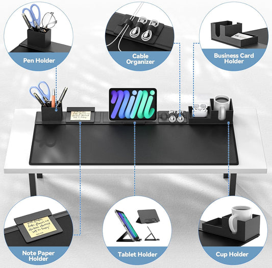 Magnetic Desk Mat Set – 6-Piece PU Leather Organizer