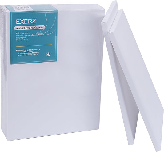 Stretched Canvas – 100% Cotton, Triple-Primed, White (Multiple Sizes & Packs)