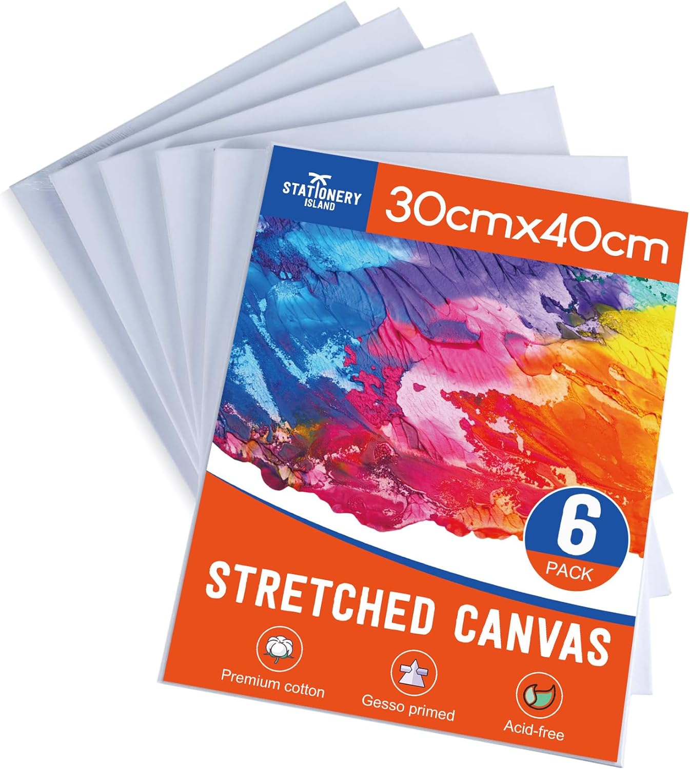 Stretched Canvas for Painting – 100% Cotton, Triple-Primed (Multiple Sizes & Packs)