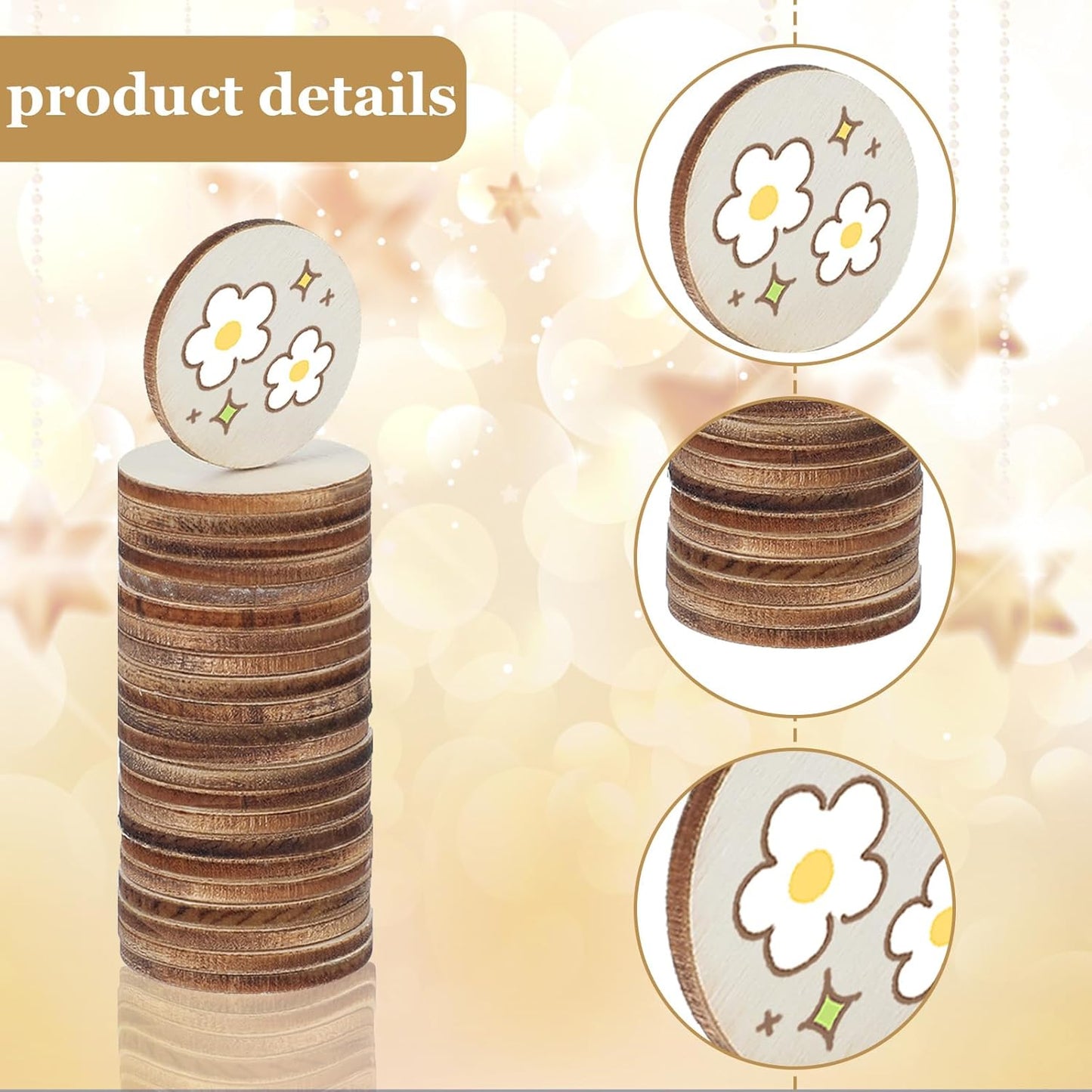 100 Pieces 1 Inch Unfinished Wood Circle round Disc, Natural Wood Slices Blank Wooden Cutout Ornaments for DIY Arts & Crafts Projects School Projects Decorations, 0.11 Inch Thick