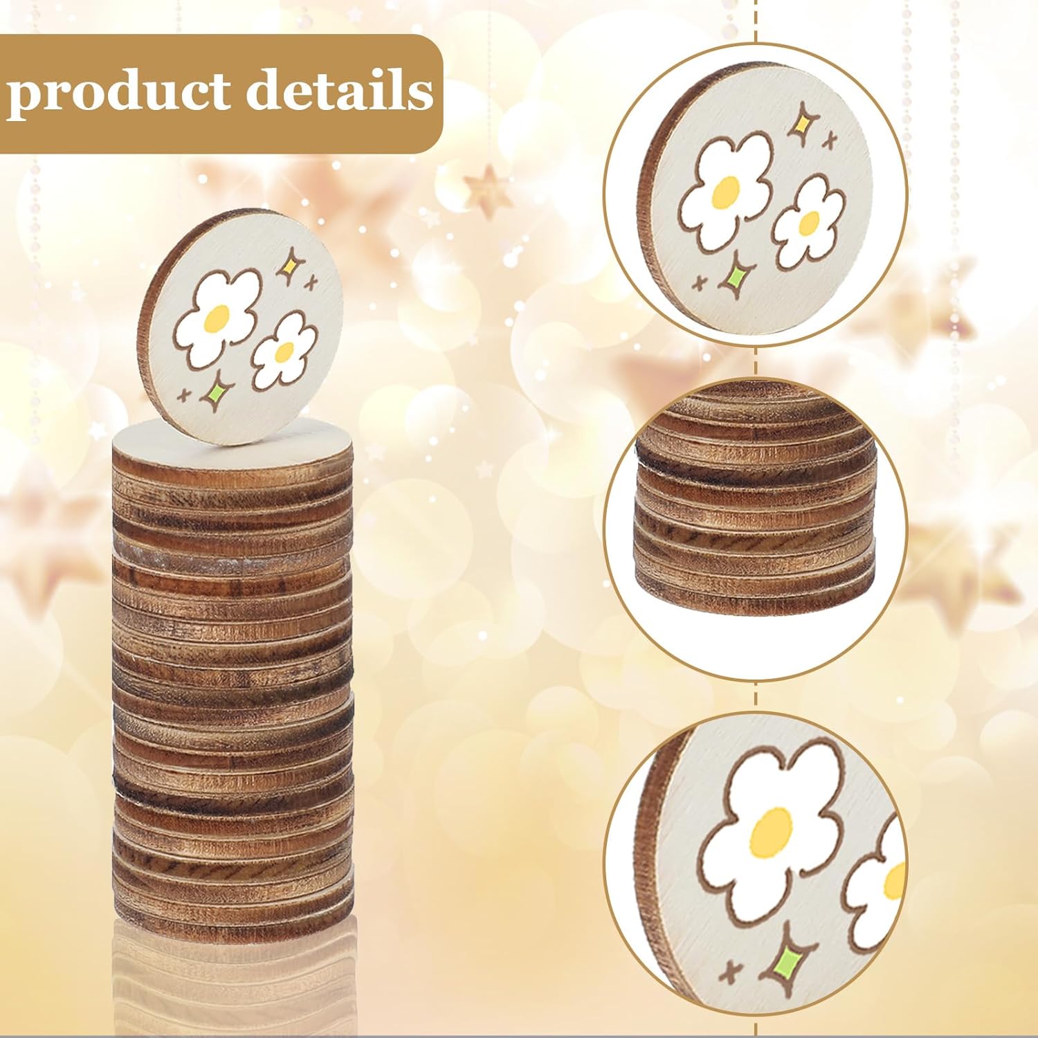 100 Pieces 1 Inch Unfinished Wood Circle round Disc, Natural Wood Slices Blank Wooden Cutout Ornaments for DIY Arts & Crafts Projects School Projects Decorations, 0.11 Inch Thick