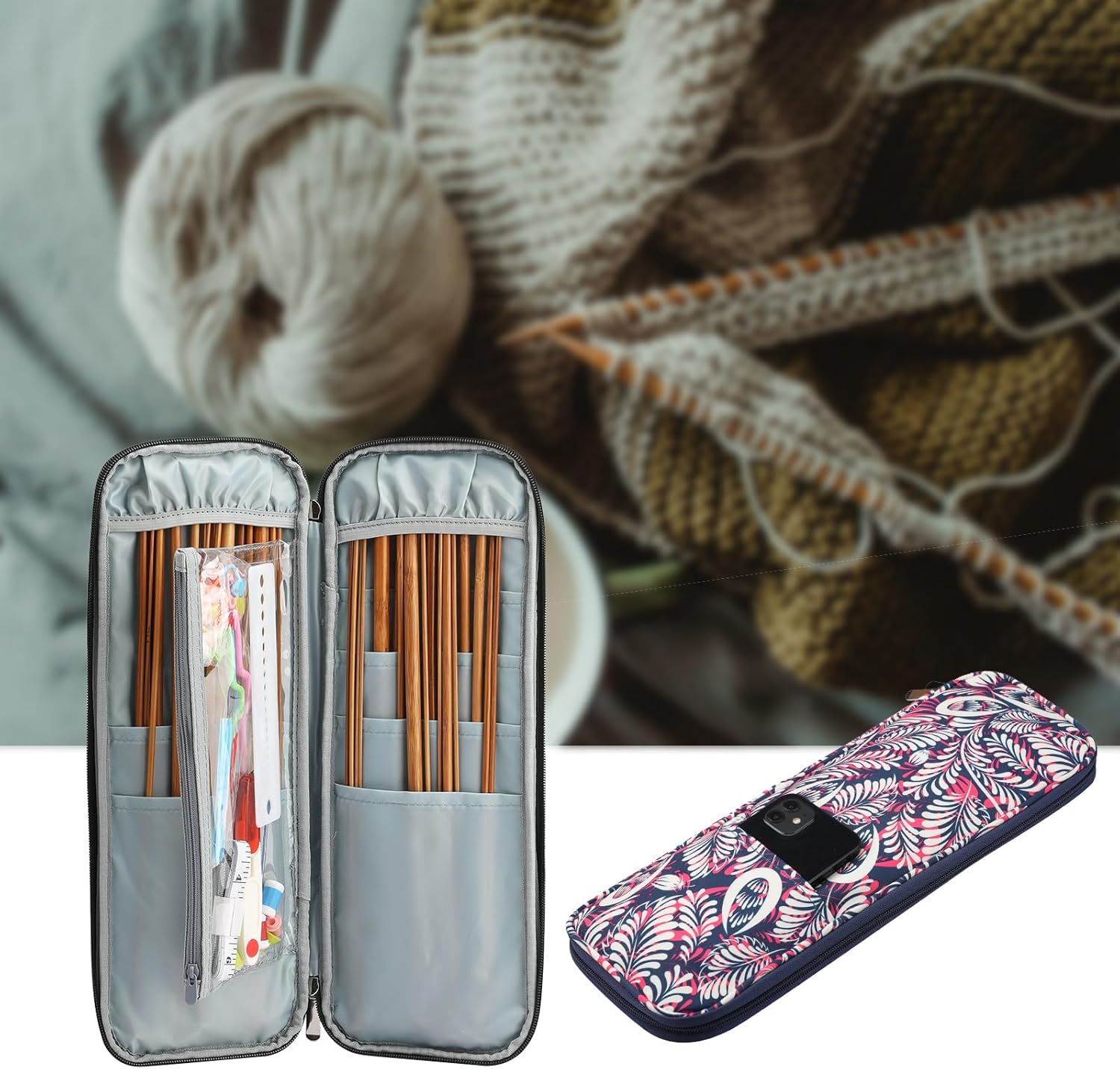 All-in-One Bamboo Knitting & Crochet Kit – 36-Piece Needle Set with Tools & Storage Case