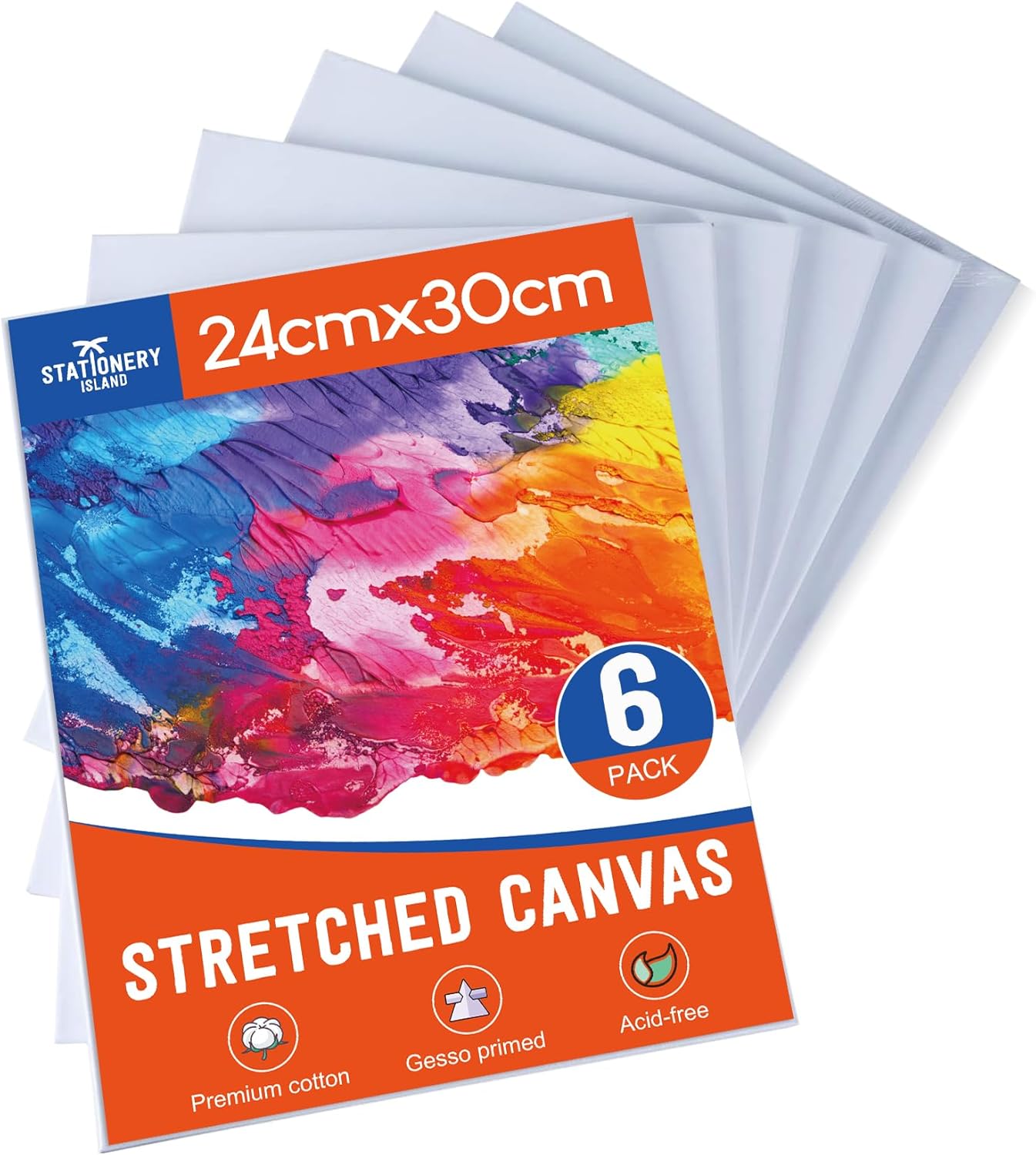 Stretched Canvas for Painting – 100% Cotton, Triple-Primed (Multiple Sizes & Packs)