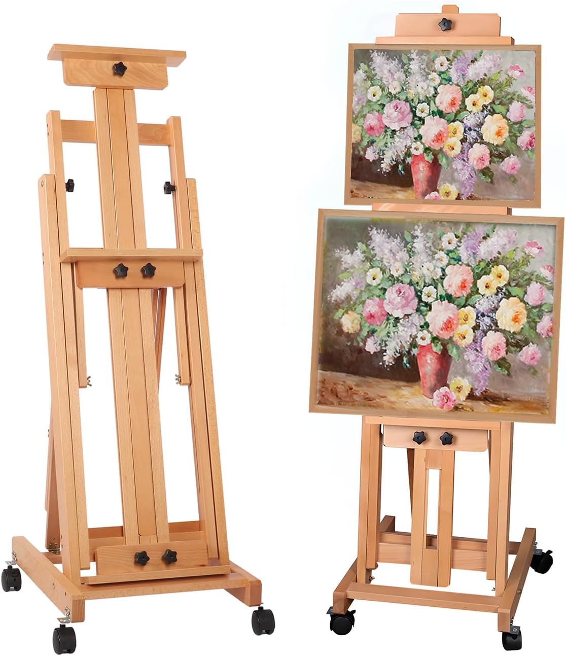 Tonchean H-Frame Easel Adjustable Easel Stand for Painting Collapsible Art Easel Stand Display Hold 1 or 2 Canvas up to 190 Cm with Wheels for Adult Studio Home Outdoor Painting