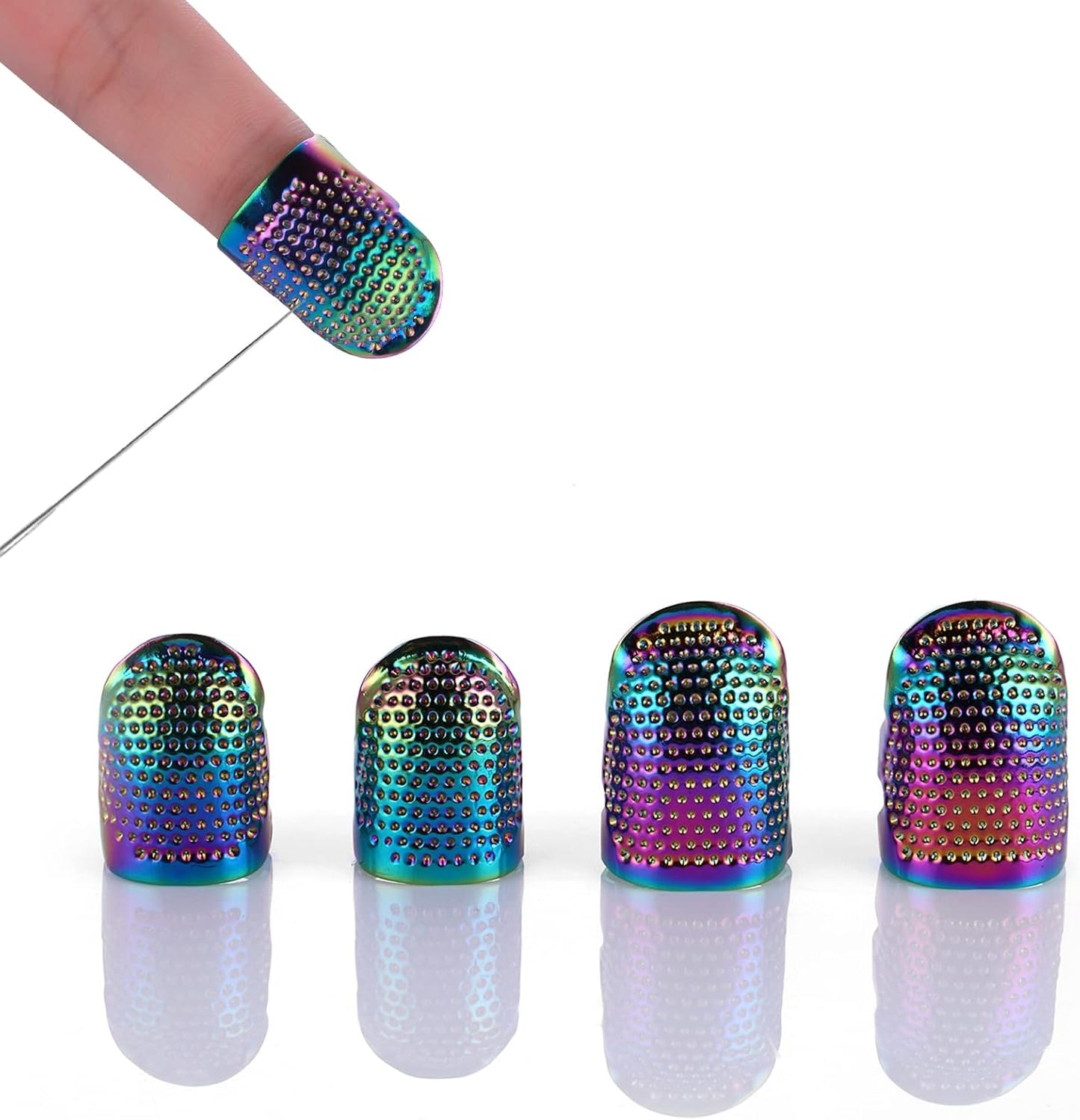 Copper Sewing Thimbles – 4-Pack Finger Protectors, Small & Medium Sizes