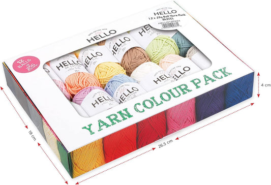 100% Cotton Yarn – 12 x 25g Balls (Baby Sport Weight, 62.5m Each)