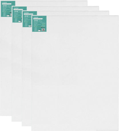 Stretched Canvas – 100% Cotton, Triple-Primed, White (Multiple Sizes & Packs)