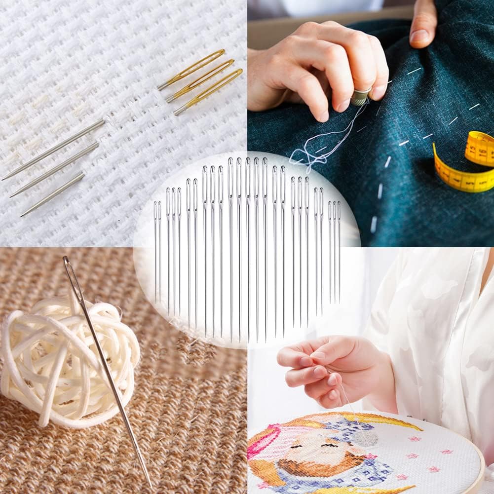 25-Piece Large Eye Sewing Needles with Hand-Carved Sandalwood Case