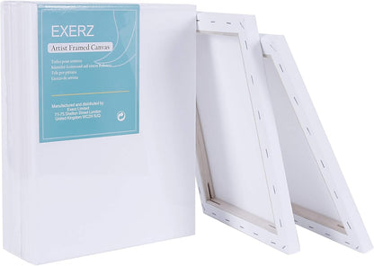 Stretched Canvas – 100% Cotton, Triple-Primed, White (Multiple Sizes & Packs)