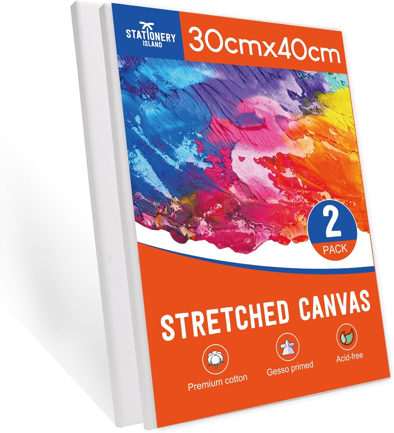 Stretched Canvas for Painting – 100% Cotton, Triple-Primed (Multiple Sizes & Packs)