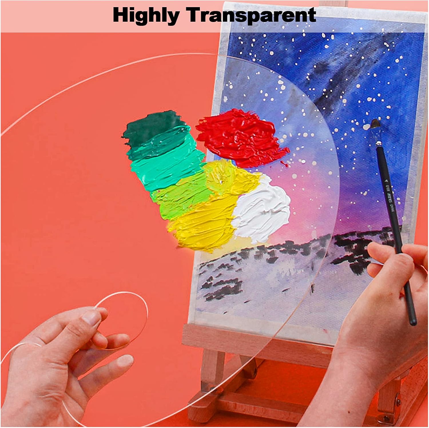 4-Piece Transparent Paint Palette Set – Acrylic, Plastic & Glass (Oval & Rectangular)