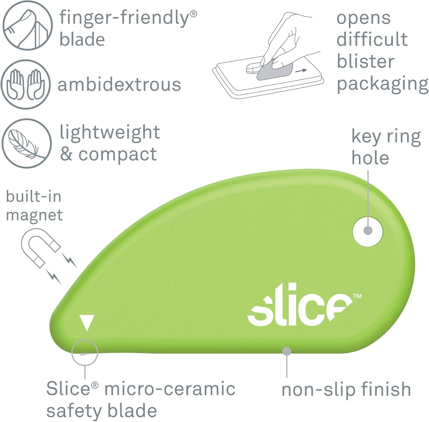 Slice 00100 Safety Cutter Ceramic Knife | Coupons, Card, Paper, Parcels and Wrapping Paper Cutter Tool - Handy and Safe Tiny Cutting Tool That Fits Your Keyring