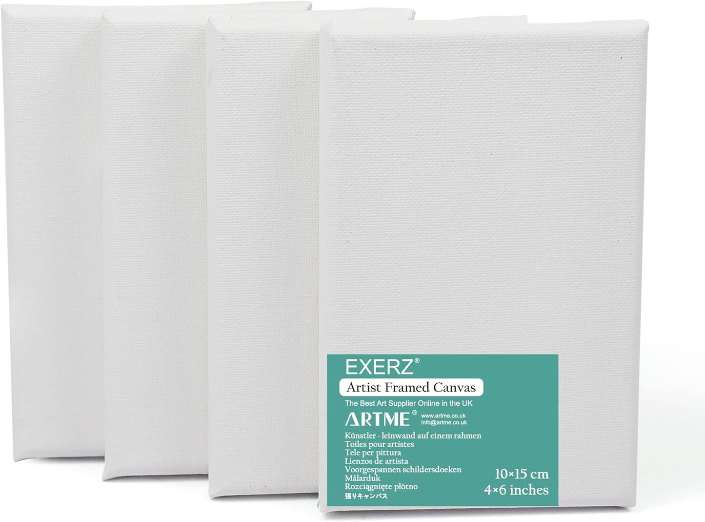 Stretched Canvas – 100% Cotton, Triple-Primed, White (Multiple Sizes & Packs)