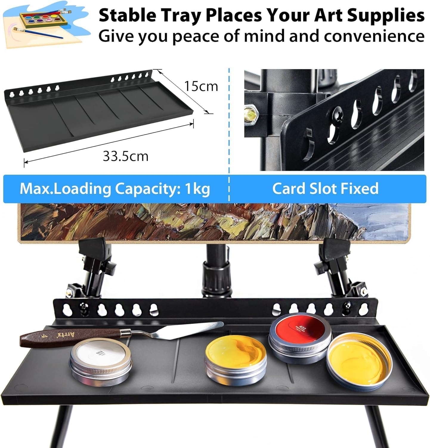 Art Easel Stand for Painting, Adjustable 51-155 Cm, Folding Tripod Display Easel, Artist Stand Easel with Bag/Keg, Tabletop and Floor Painting Display Drawing Art Sketch (Black)