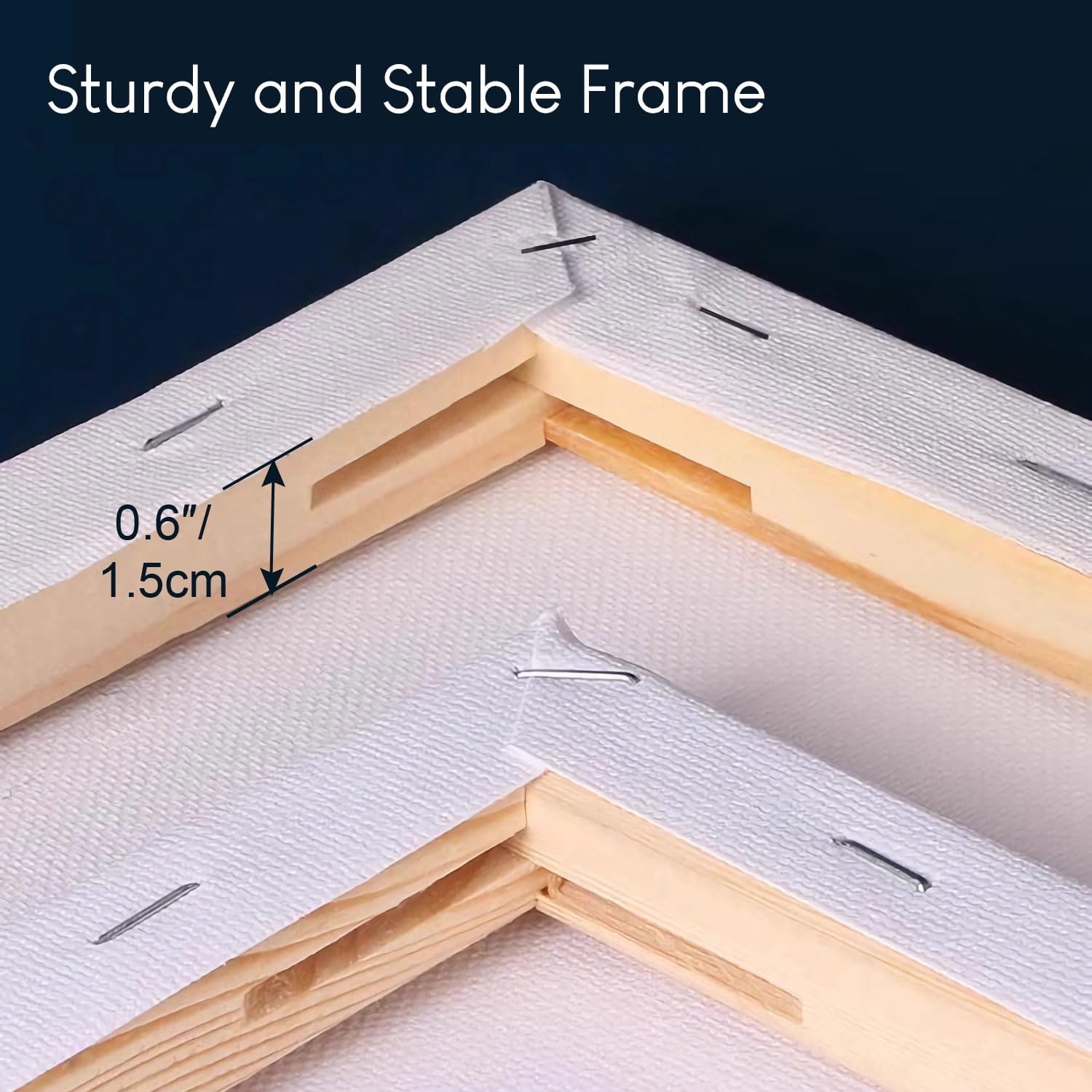 Stretched Canvas for Painting – 100% Cotton, Triple-Primed (Multiple Sizes & Packs)