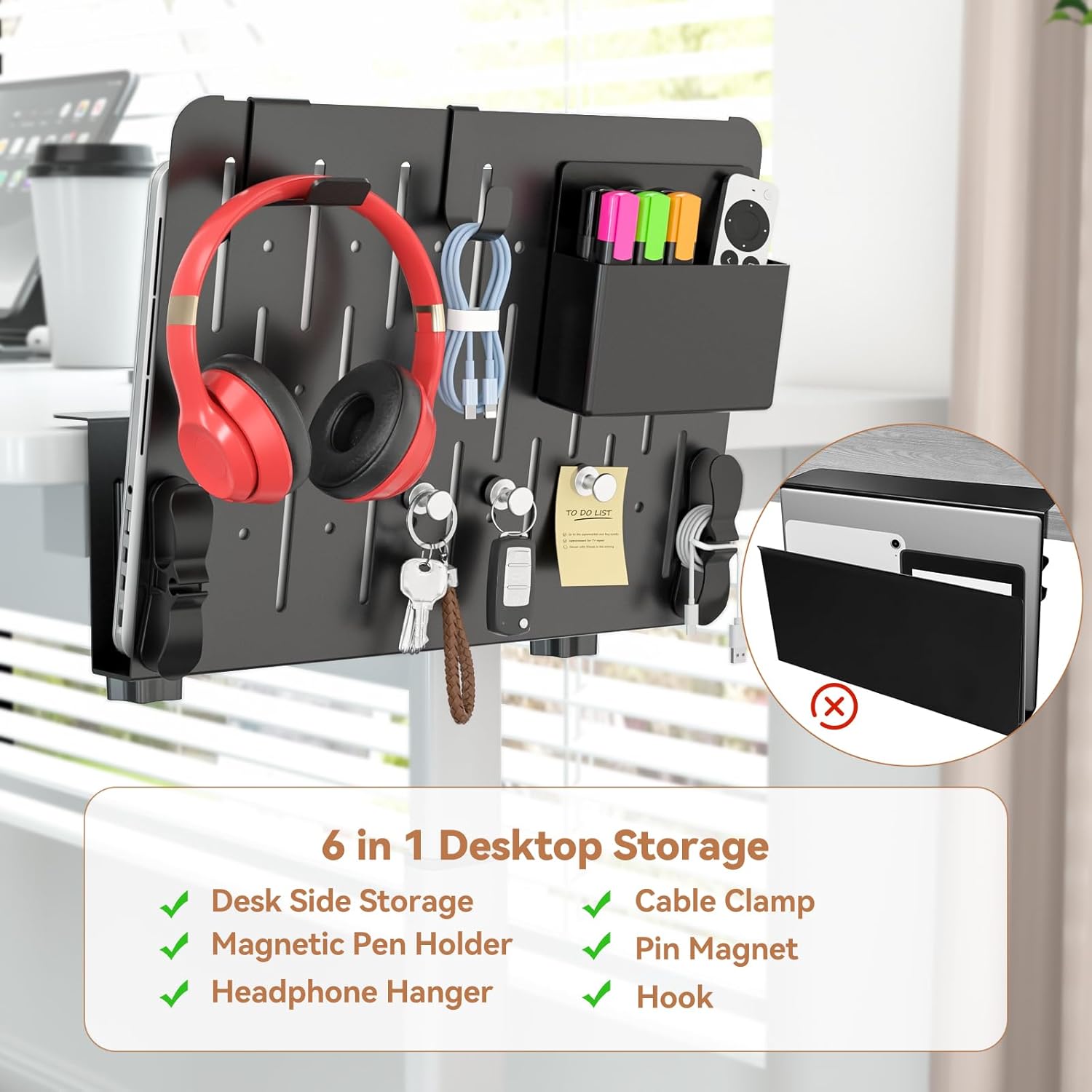 Clamp-On Desk Organizer – 6-in-1 Under Desk Storage Shelf