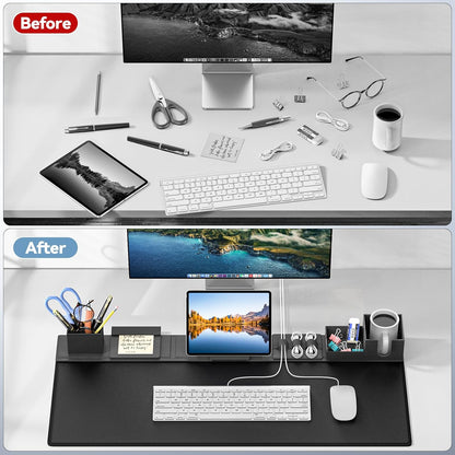 Magnetic Desk Mat Set – 6-Piece PU Leather Organizer
