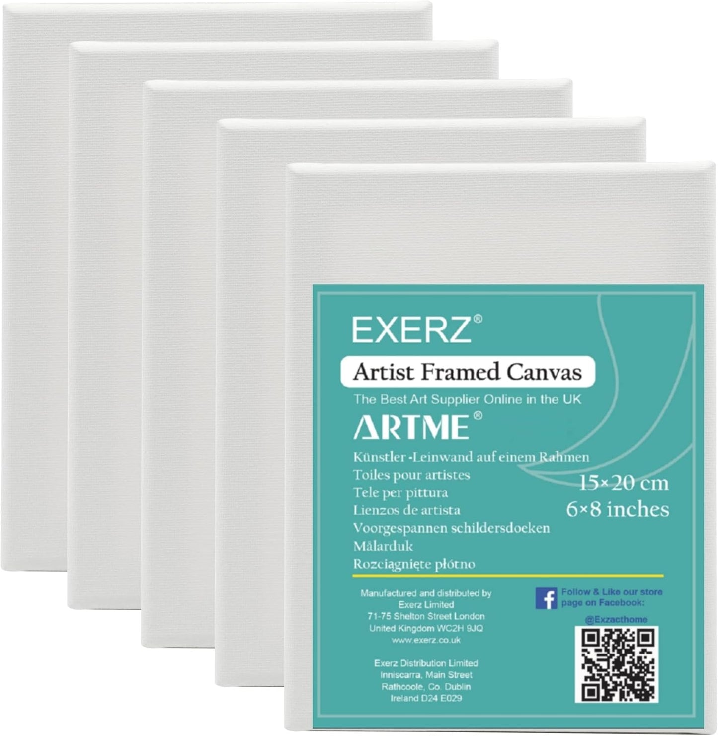 Stretched Canvas – 100% Cotton, Triple-Primed, White (Multiple Sizes & Packs)