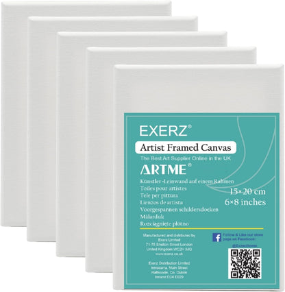 Stretched Canvas – 100% Cotton, Triple-Primed, White (Multiple Sizes & Packs)