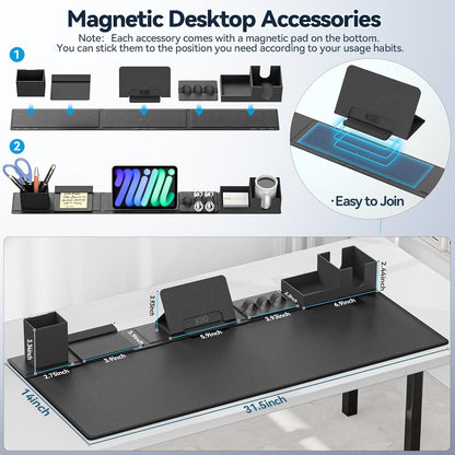 Magnetic Desk Mat Set – 6-Piece PU Leather Organizer