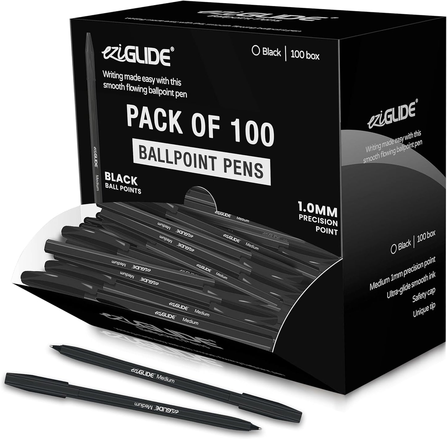 Ballpoint Pens – Assorted Colours, 1.0mm Tip (Pack of 10 / 50 / 100)