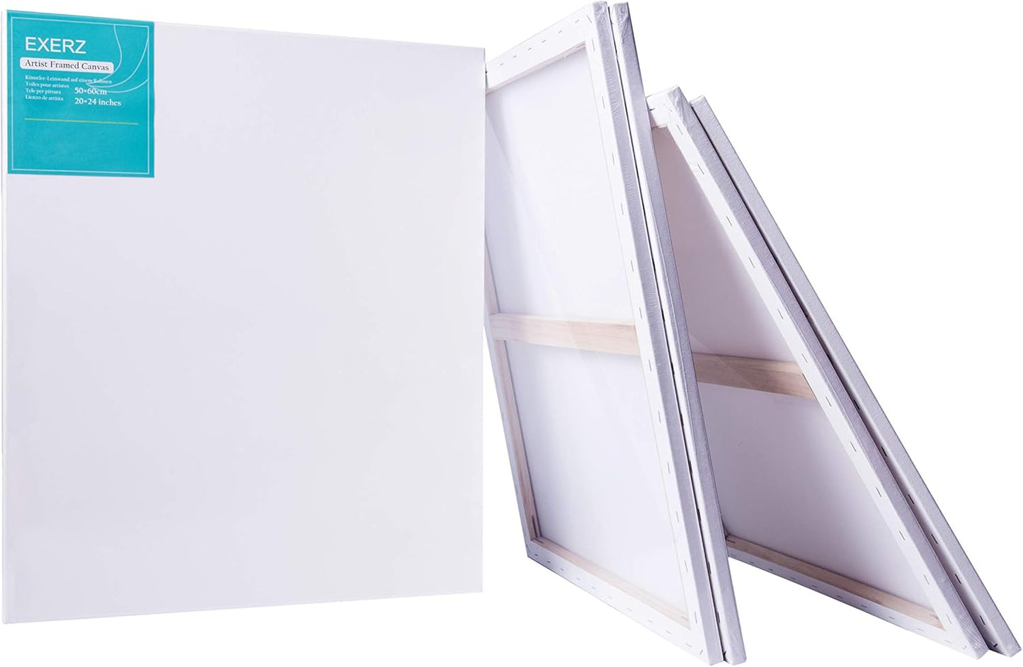 Stretched Canvas – 100% Cotton, Triple-Primed, White (Multiple Sizes & Packs)