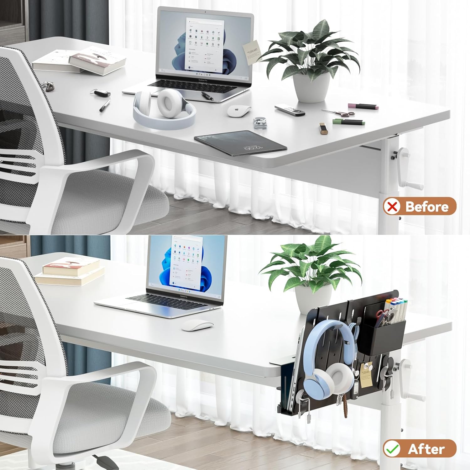 Clamp-On Desk Organizer – 6-in-1 Under Desk Storage Shelf