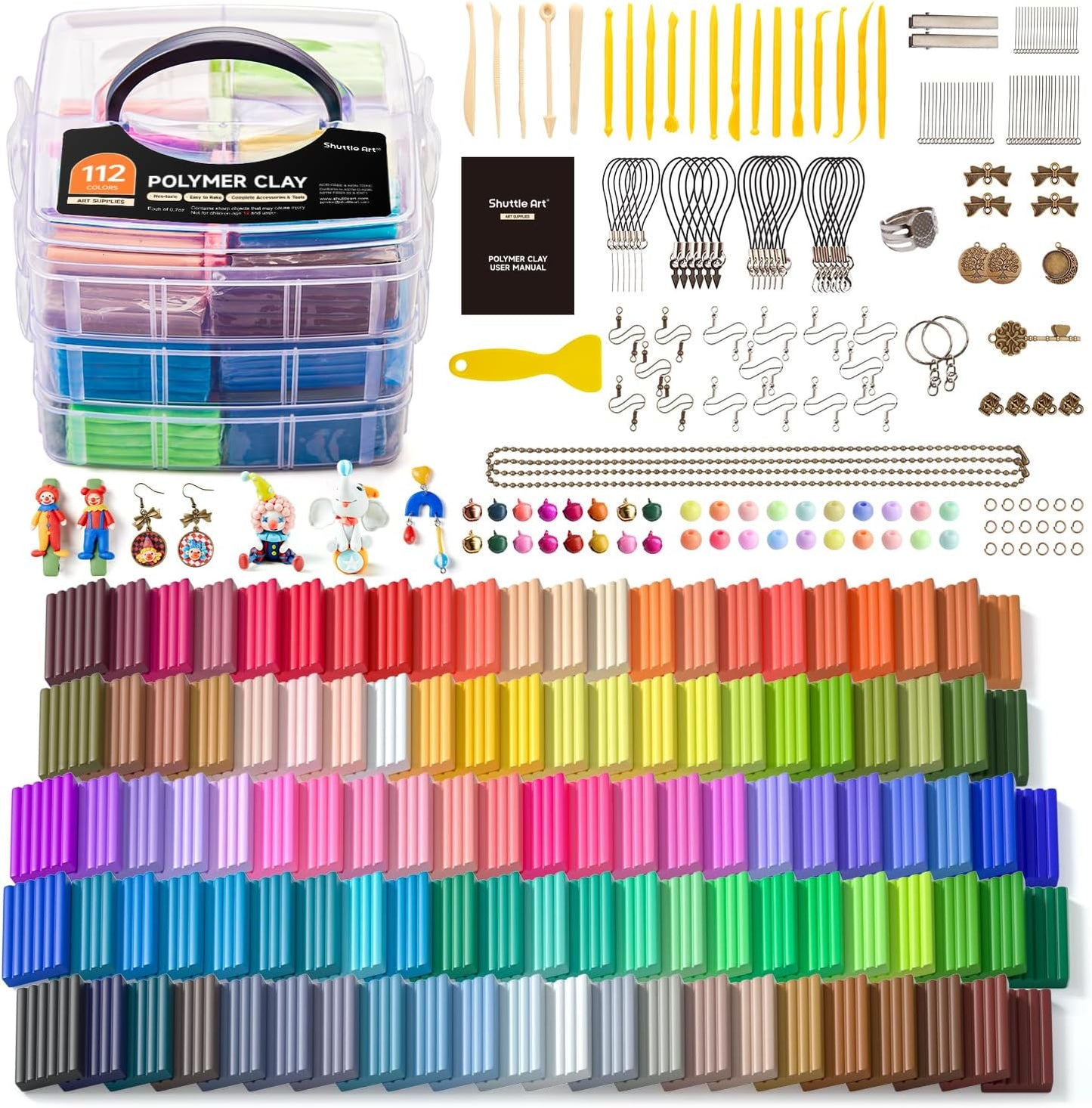 Shuttle Art 50-Colour Polymer Clay Kit – Soft Oven-Bake Modeling Clay with Tools & Accessories