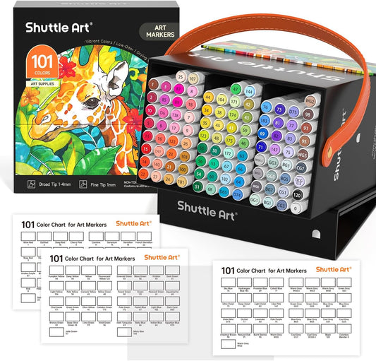 Shuttle Art 100-Colour Dual Tip Marker Set + Blender