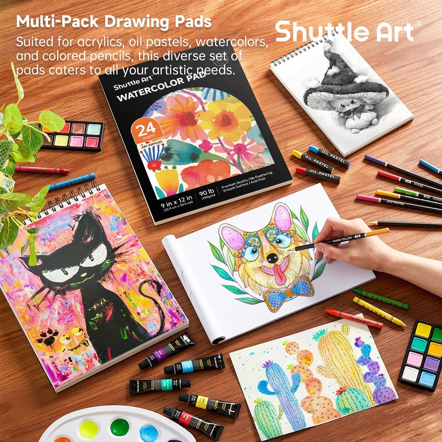 Shuttle Art 186-Piece Professional Wooden Art Set – Complete Drawing & Painting Kit