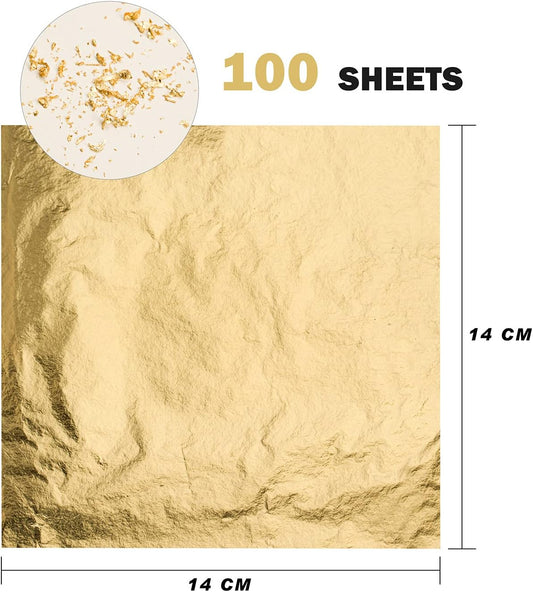 Gilding Leaf Sheets – 100-Pack, 14x14cm (Gold, Copper, Silver Variants)