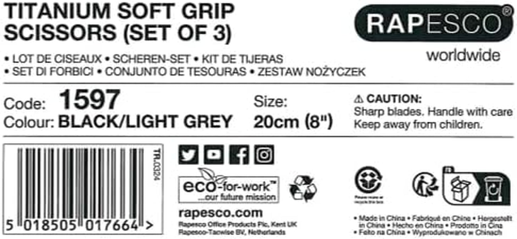 Soft Grip Titanium Coated Scissors – Pack of 3 for Comfort & Precision