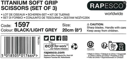 Soft Grip Titanium Coated Scissors – Pack of 3 for Comfort & Precision