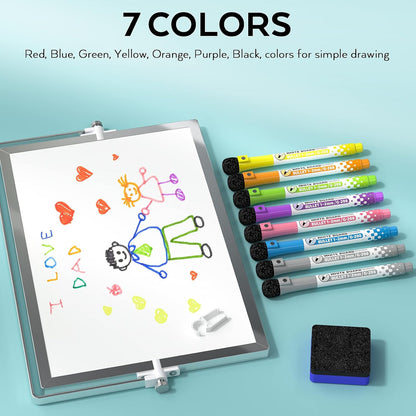 Nicpro Dry Erase Mini Whiteboard A4, 20 X 30 Cm Double Sided Small Magnetic Desktop White Board with Stand, 8 Pens, 1 Eraser,4 Magnet, Portable Board Easel for Kids Students School Supplies Office