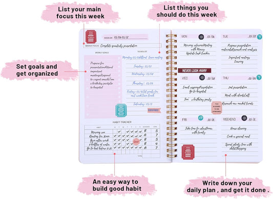 A5 Undated Weekly Planner – Spiral-Bound, Portable & Perfect for Productivity