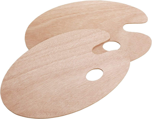 Redreo Wooden Paint Palette – 2-Pack, 8" x 12" Oval with Thumb Hole