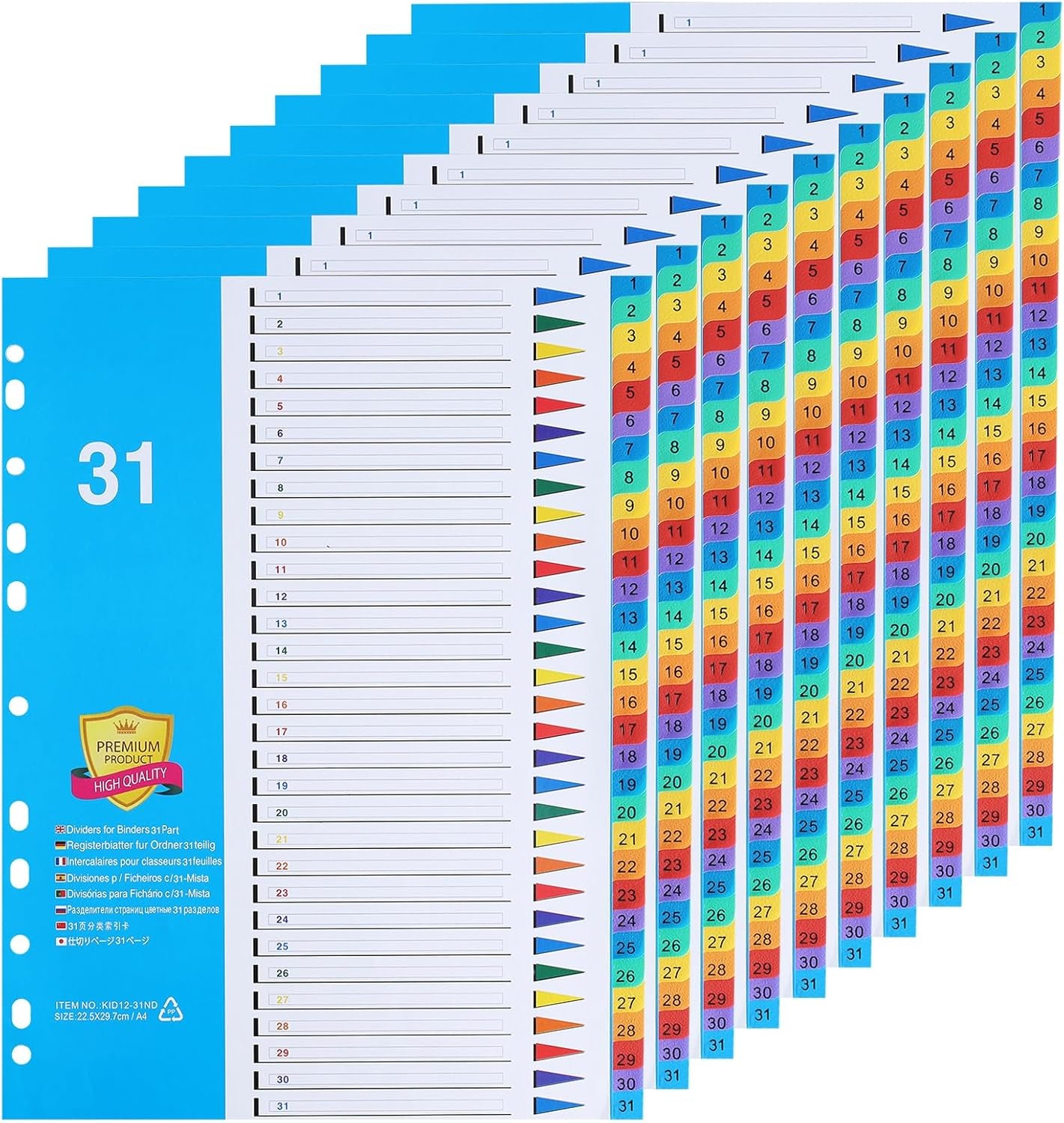 A4 1-31 Numbered File Dividers – Pack of 5 for Efficient Organization