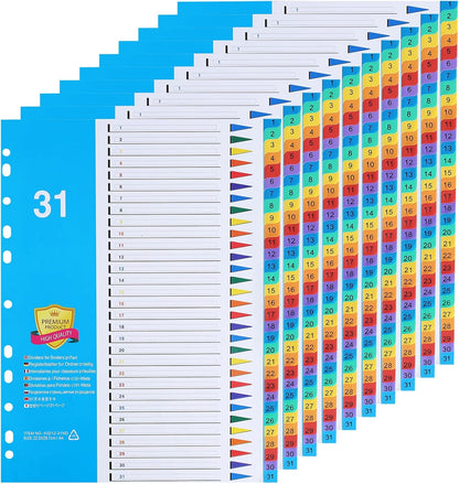 A4 1-31 Numbered File Dividers – Pack of 5 for Efficient Organization