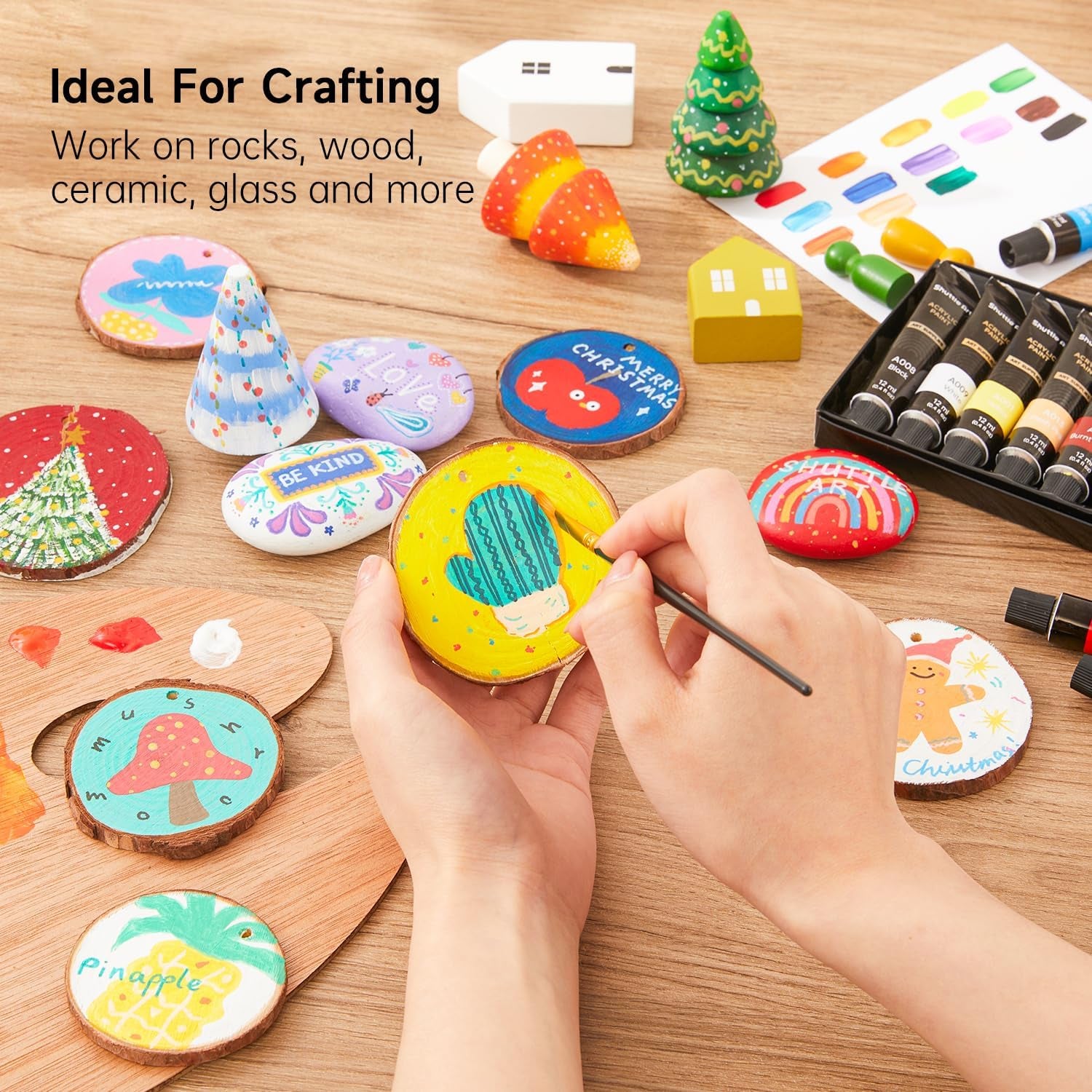 Shuttle Art 16-Piece Acrylic Paint Set + Bonus Brushes