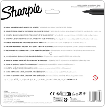 Sharpie Glam Pop Permanent Markers | Fine Point for Bold Details | Assorted Vibrant Colours | 24 Marker Pens