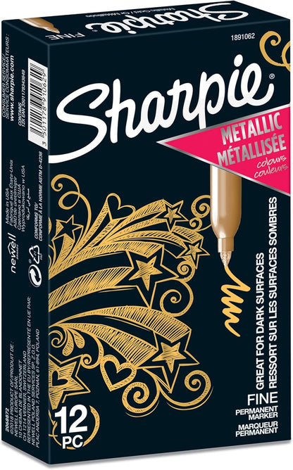 Sharpie Permanent Markers | Fine Point for Bold Details | Assorted Metallic Colours | 3 Marker Pens