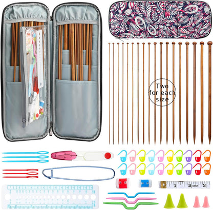 All-in-One Bamboo Knitting & Crochet Kit – 36-Piece Needle Set with Tools & Storage Case