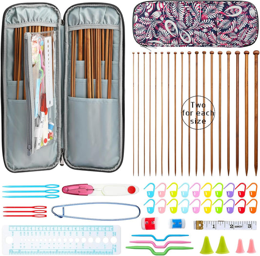 All-in-One Bamboo Knitting & Crochet Kit – 36-Piece Needle Set with Tools & Storage Case